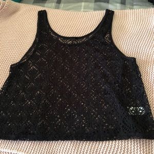 Cropped see through bathing suit cover